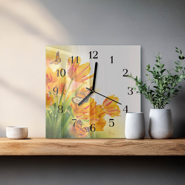 Szögletes üvegóra Tulipánok