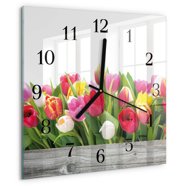 Szögletes üvegóra Tulipánok