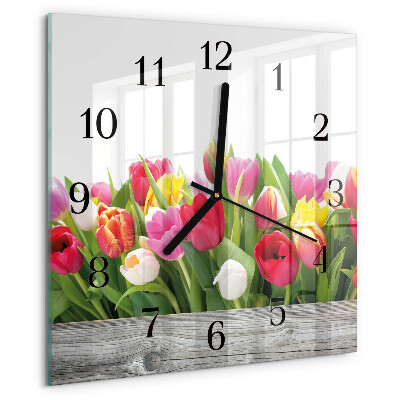 Szögletes üvegóra Tulipánok