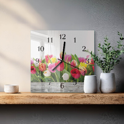 Szögletes üvegóra Tulipánok