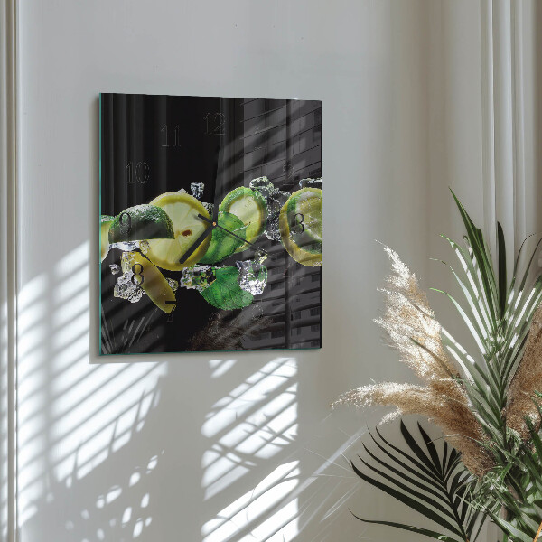 Szögletes üvegóra Citrom és lime