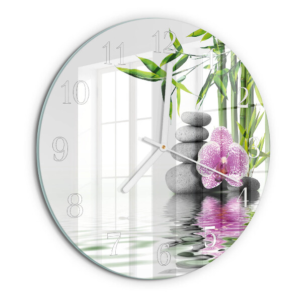 Kerek fali üvegóra Orchidea kövek
