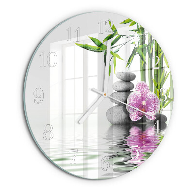 Kerek fali üvegóra Orchidea kövek