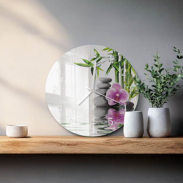 Kerek fali üvegóra Orchidea kövek