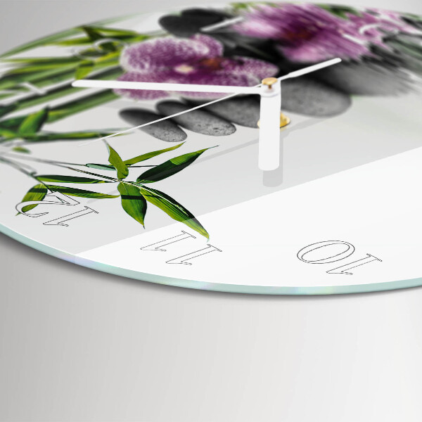 Kerek fali üvegóra Orchidea kövek
