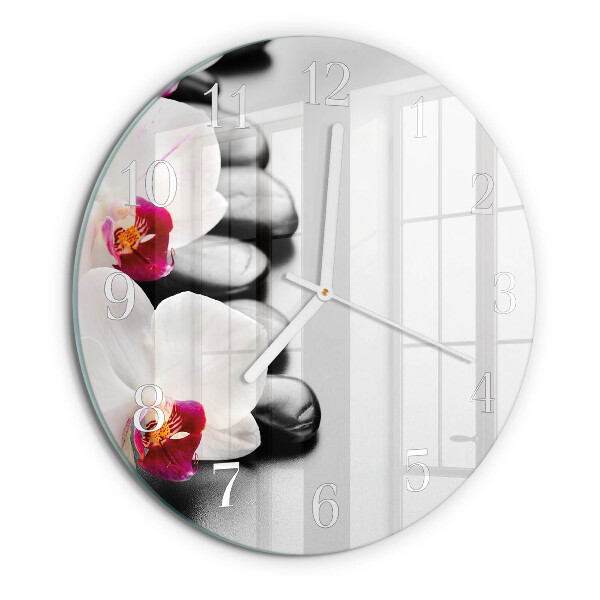 Kerek fali üvegóra Orchidea kövek