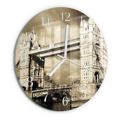 Kerek fali üvegóra London Bridge szépia