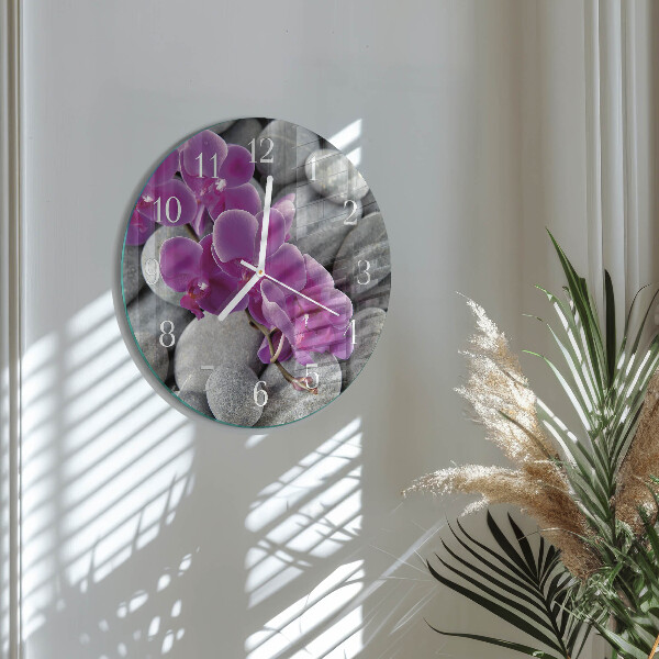 Kerek fali üvegóra Orchidea kövek