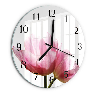 Kerek üvegóra Tulipánok