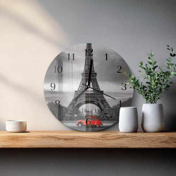 Kerek üvegóra Eiffel-torony autó