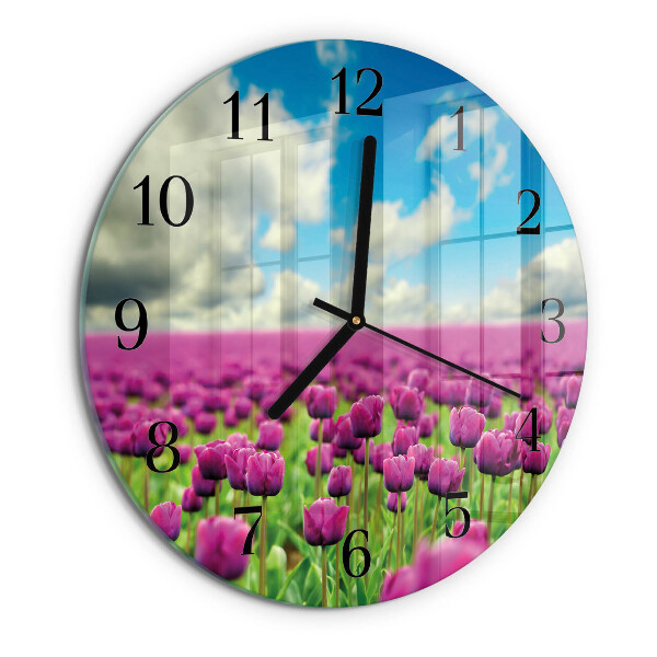 Kerek üvegóra Tulipánok