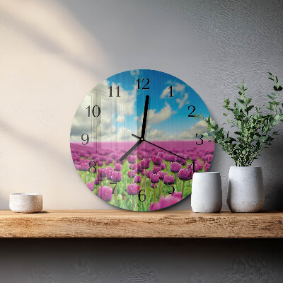 Kerek üvegóra Tulipánok