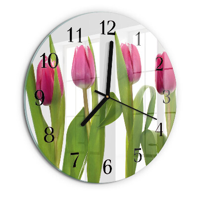 Kerek üvegóra Tulipánok