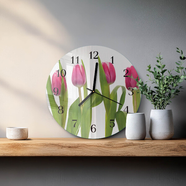Kerek üvegóra Tulipánok