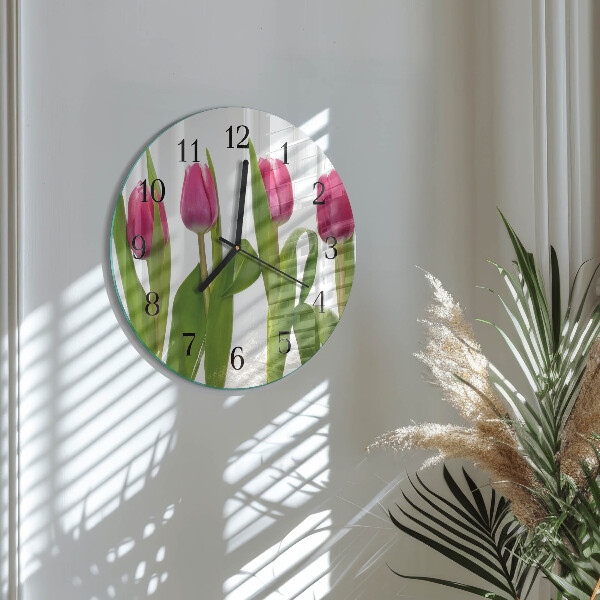Kerek üvegóra Tulipánok