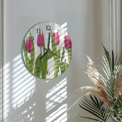 Kerek üvegóra Tulipánok