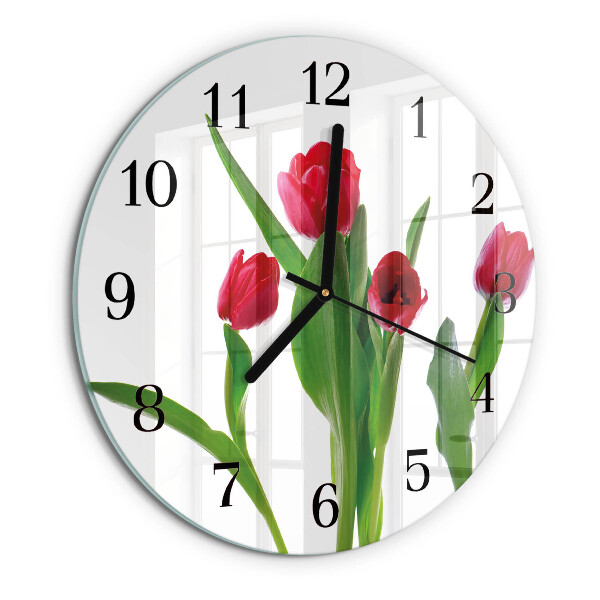 Kerek üvegóra Tulipánok