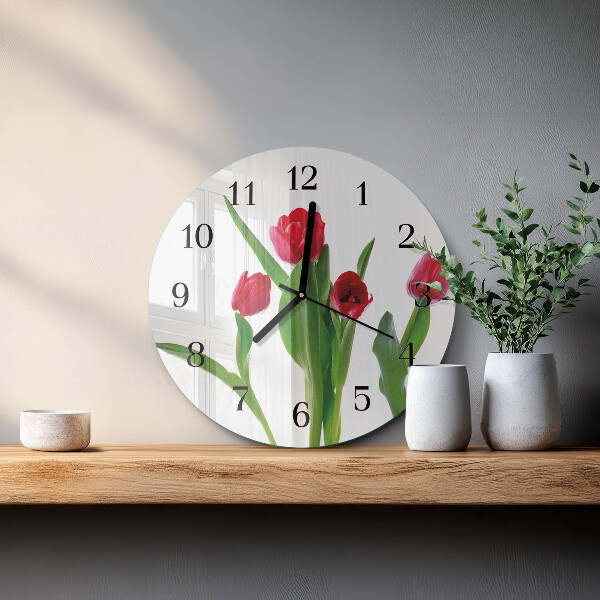 Kerek üvegóra Tulipánok