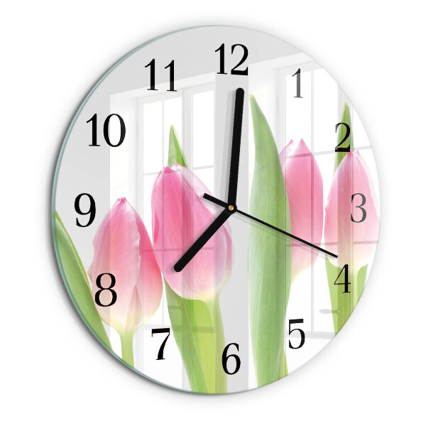 Kerek üvegóra Tulipánok