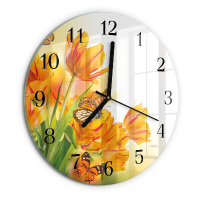 Kerek üvegóra Tulipánok