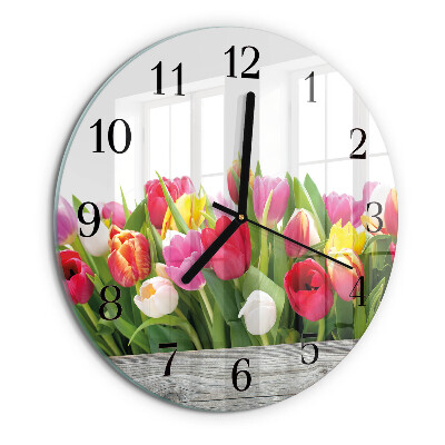 Kerek üvegóra Tulipánok
