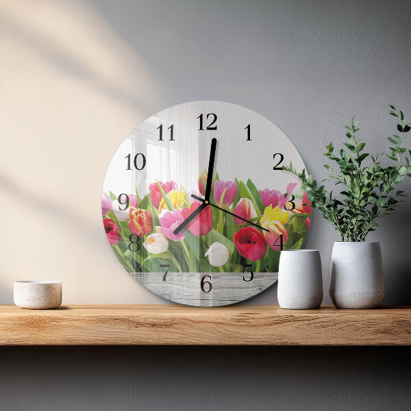 Kerek üvegóra Tulipánok