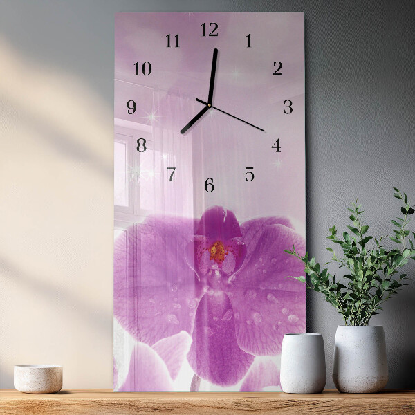 Négyszögletes üvegóra Orchidea