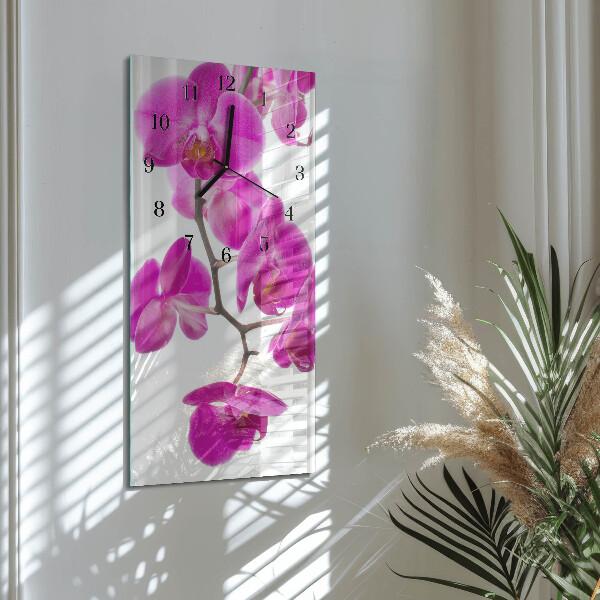 Négyszögletes üvegóra Orchideák