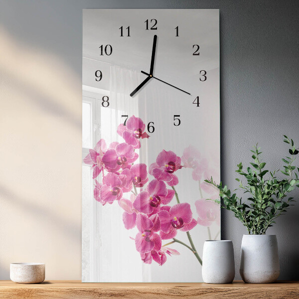 Négyszögletes üvegóra Orchideák