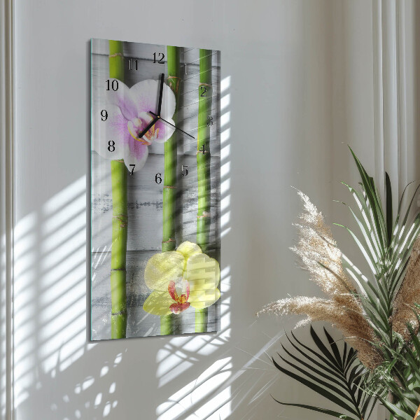 Négyszögletes üvegóra Orchidea bambusz