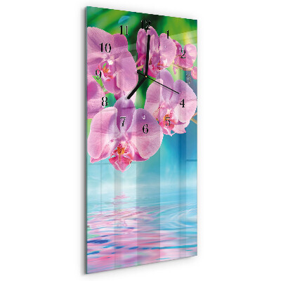 Négyszögletes üvegóra Orchideák