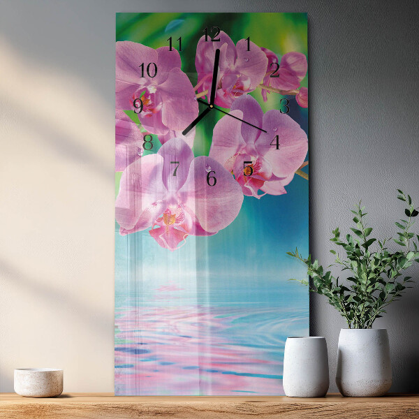 Négyszögletes üvegóra Orchideák
