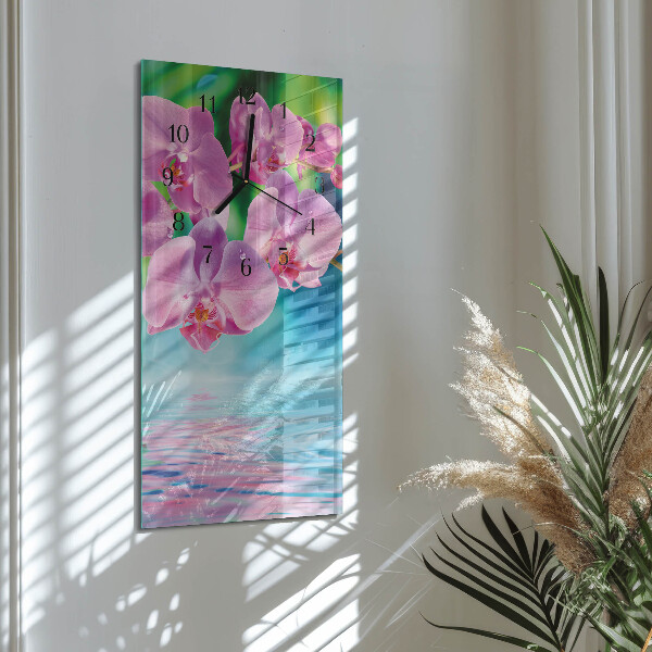 Négyszögletes üvegóra Orchideák