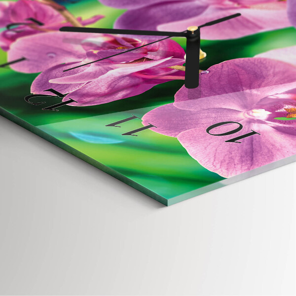 Négyszögletes üvegóra Orchideák