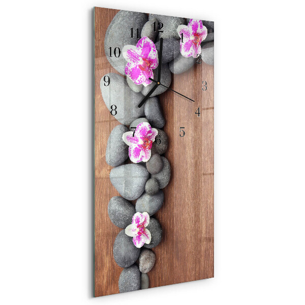 Négyszögletes üvegóra Orchidea kövek