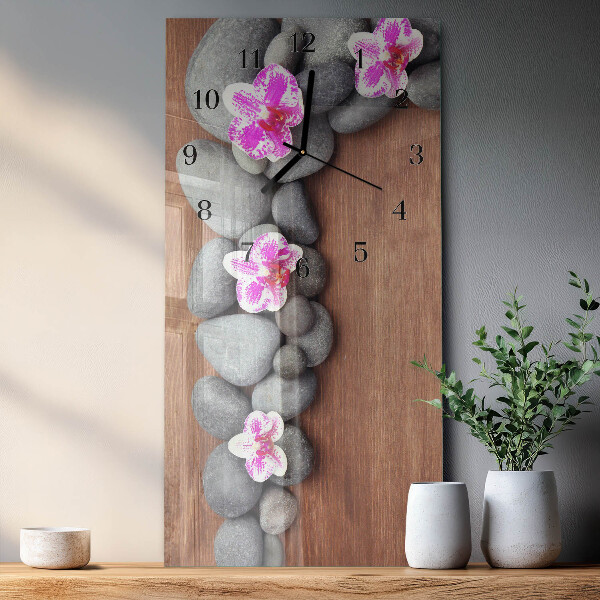 Négyszögletes üvegóra Orchidea kövek