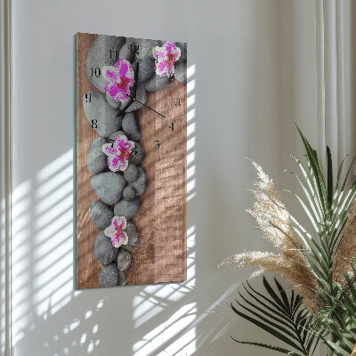 Négyszögletes üvegóra Orchidea kövek