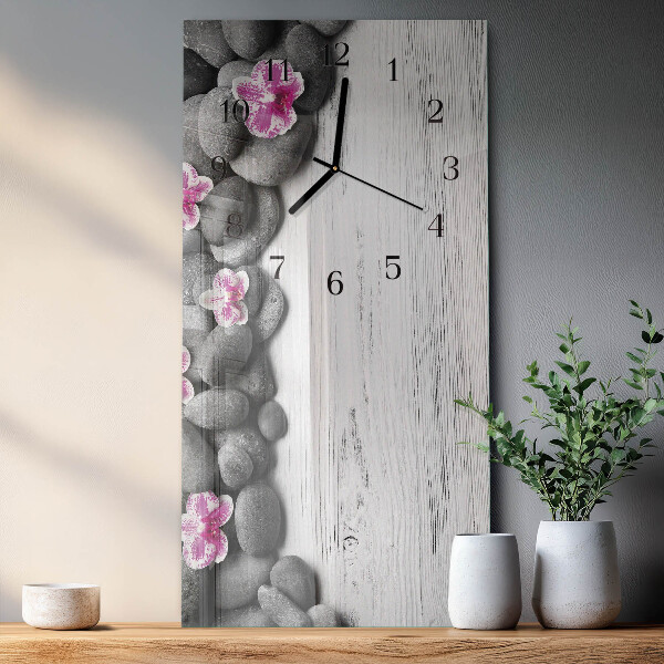 Négyszögletes üvegóra Orchidea kövek