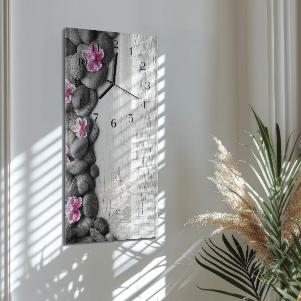 Négyszögletes üvegóra Orchidea kövek