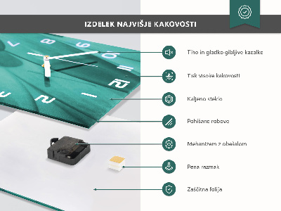 Négyszögletes üvegóra Lila virágok